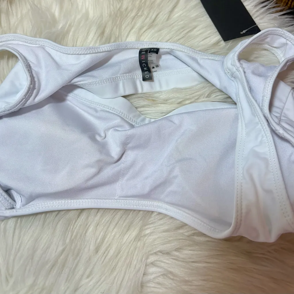 BE WICKED White Sleeveless Deep U Back High Waist Bikini Set Size XS - Image 7