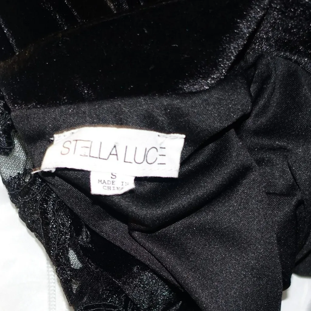 Stella Luce Black Velvet Lace Romper  - Image 5