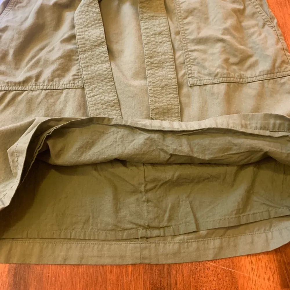 J. Crew Pencil Mini Skirt 12 Olive Green with Belted Front Back Zipper Lined - Image 7