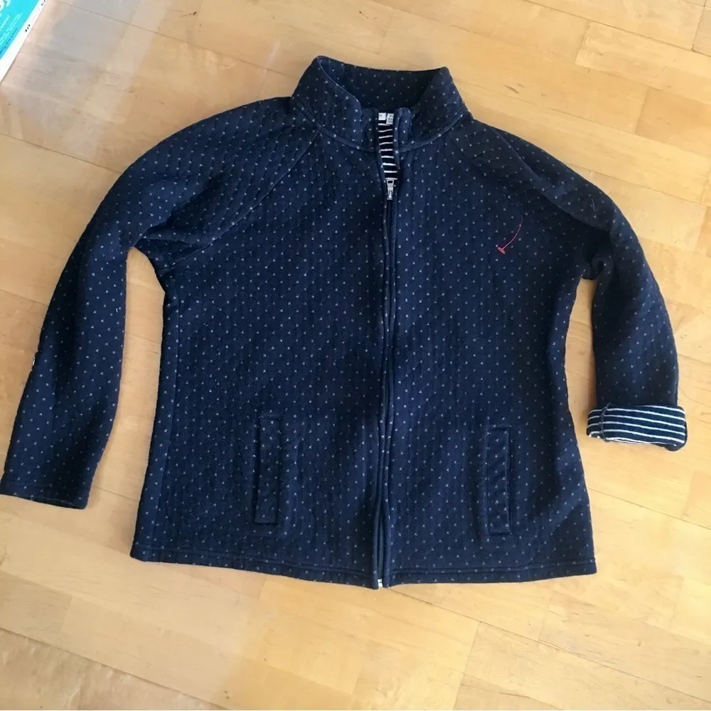 Quilted Zip Jacket, Stripe Lining, Black, White, Size PL - Image 15