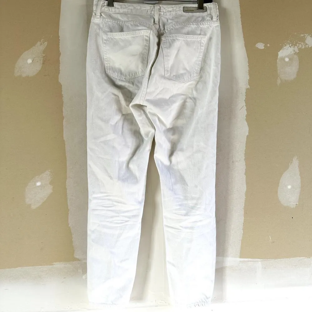 Grlfrnd Kiara Straight Leg Jeans Tomboy Fit Button Fly High Rise Waxen White 27" - Image 9