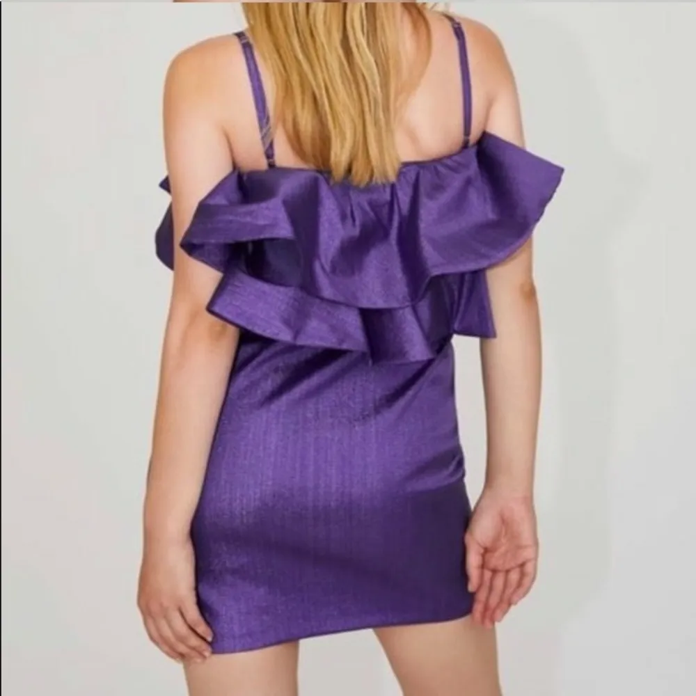 ZARA Purple RUFFLED DRESS W/ METALLIC THREAD Purple Size XS NEW - Image 8