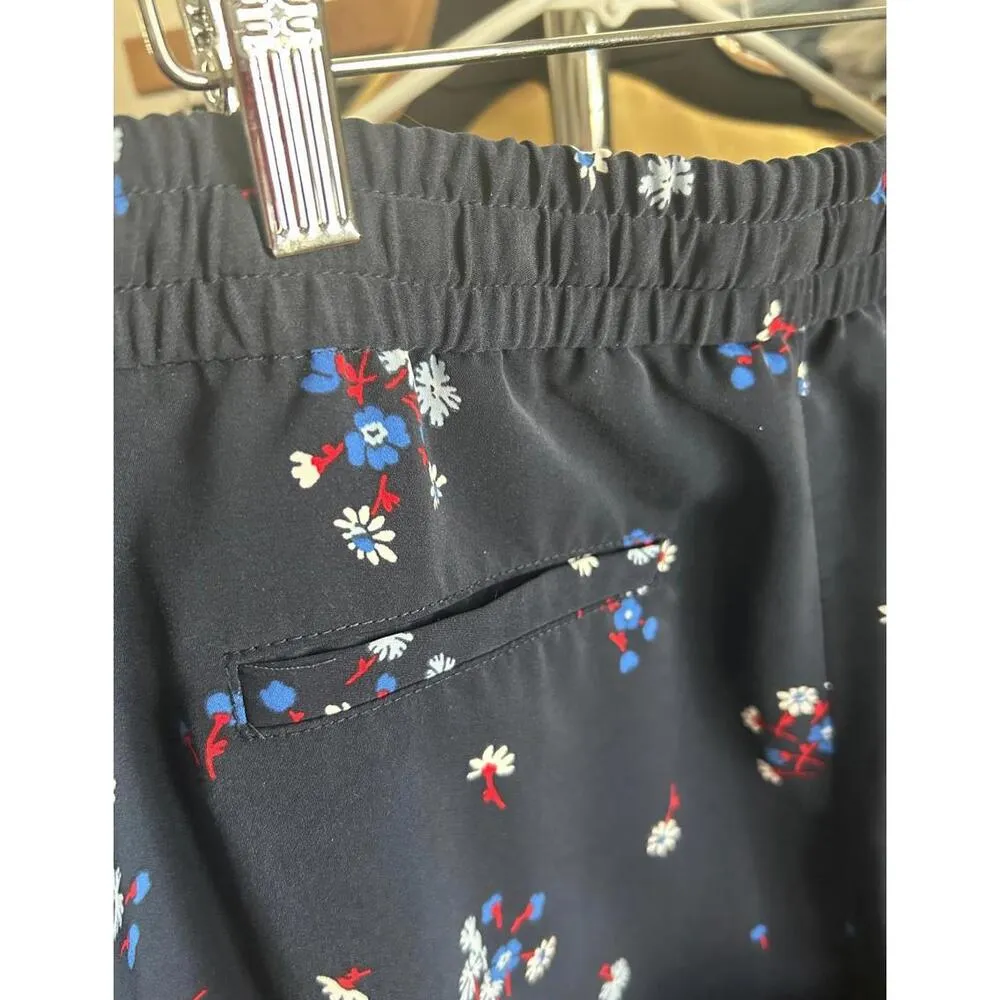 Tommy Hilfiger Womens Sz Large Navy Floral Print Drawstring Pants Cottagecore - Image 5