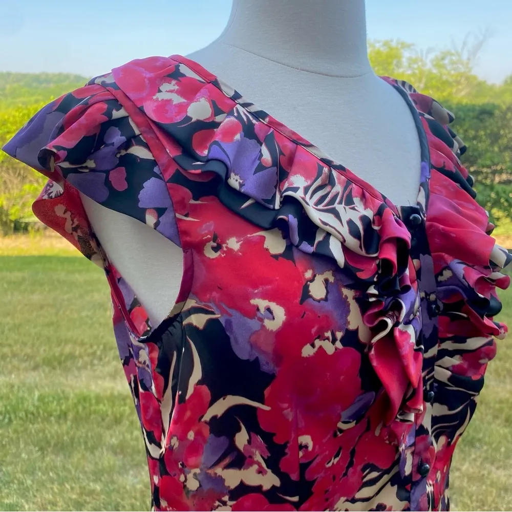 Anne Klein Button Down Cap Sleeve Ruffle Blouse - Image 8