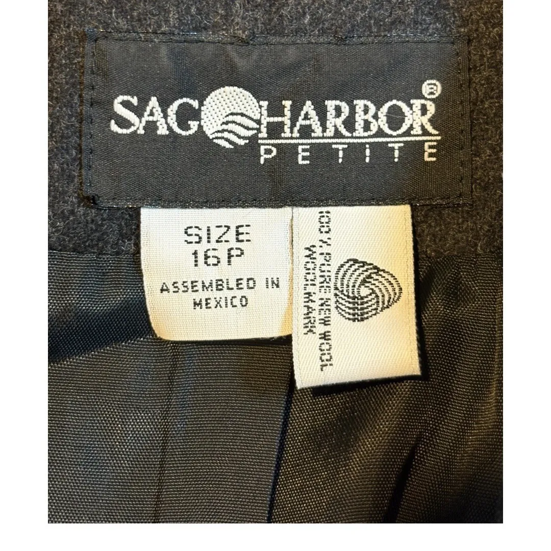 Sag Harbor Petite Gray Wool‎ Blend Skirt Suit Set Business Career Women Size 16P - Image 11