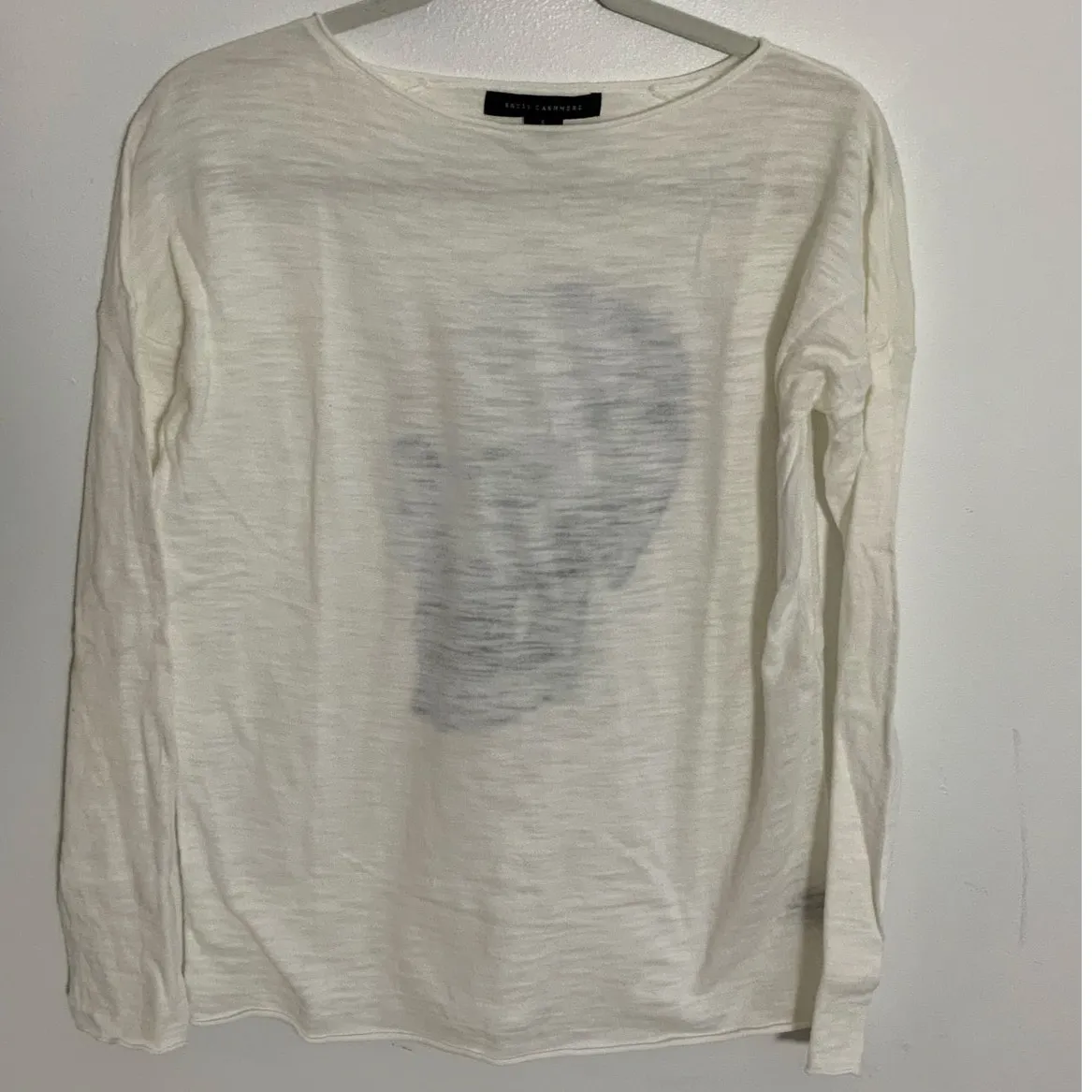 Skull Cashmere Cotton cream skull sweater size small - Image 3