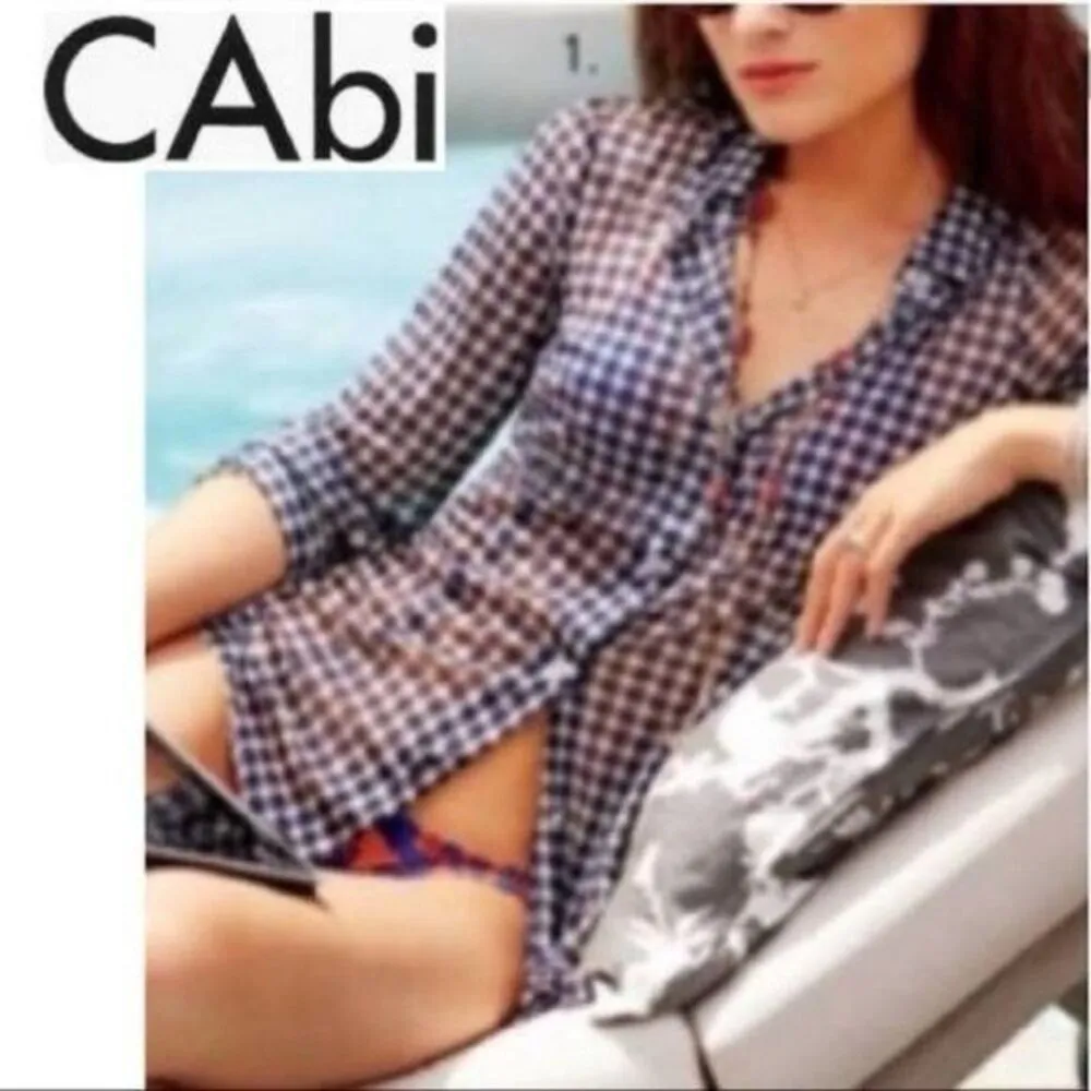 ✨CAbi Mesh Plaid Sheer Button Sz Medium Shirt✨ - Image 2
