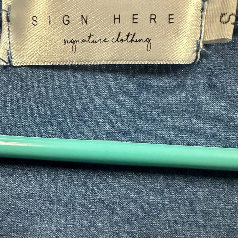 Sign Here Heather Blue 3 Quarter Sleeve 2 Pocket Swing Midi Dress Womens Small - Image 7