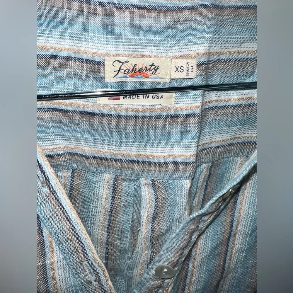 Faherty 100% Linen Shirt Dress size XS- Broken Button - Image 6