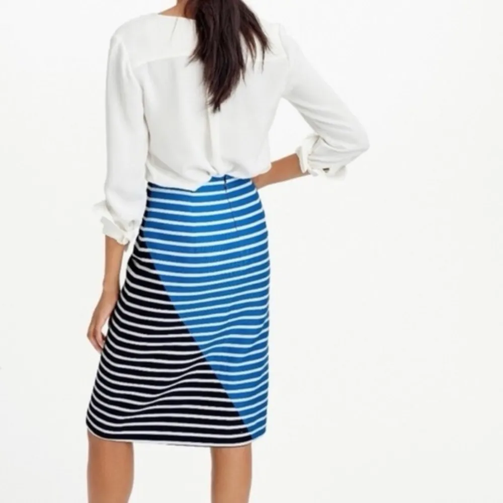 J. Crew | Black & Blue Cotton Stripe Classic Pencil Skirt Women’s Size 2 XS - Image 2