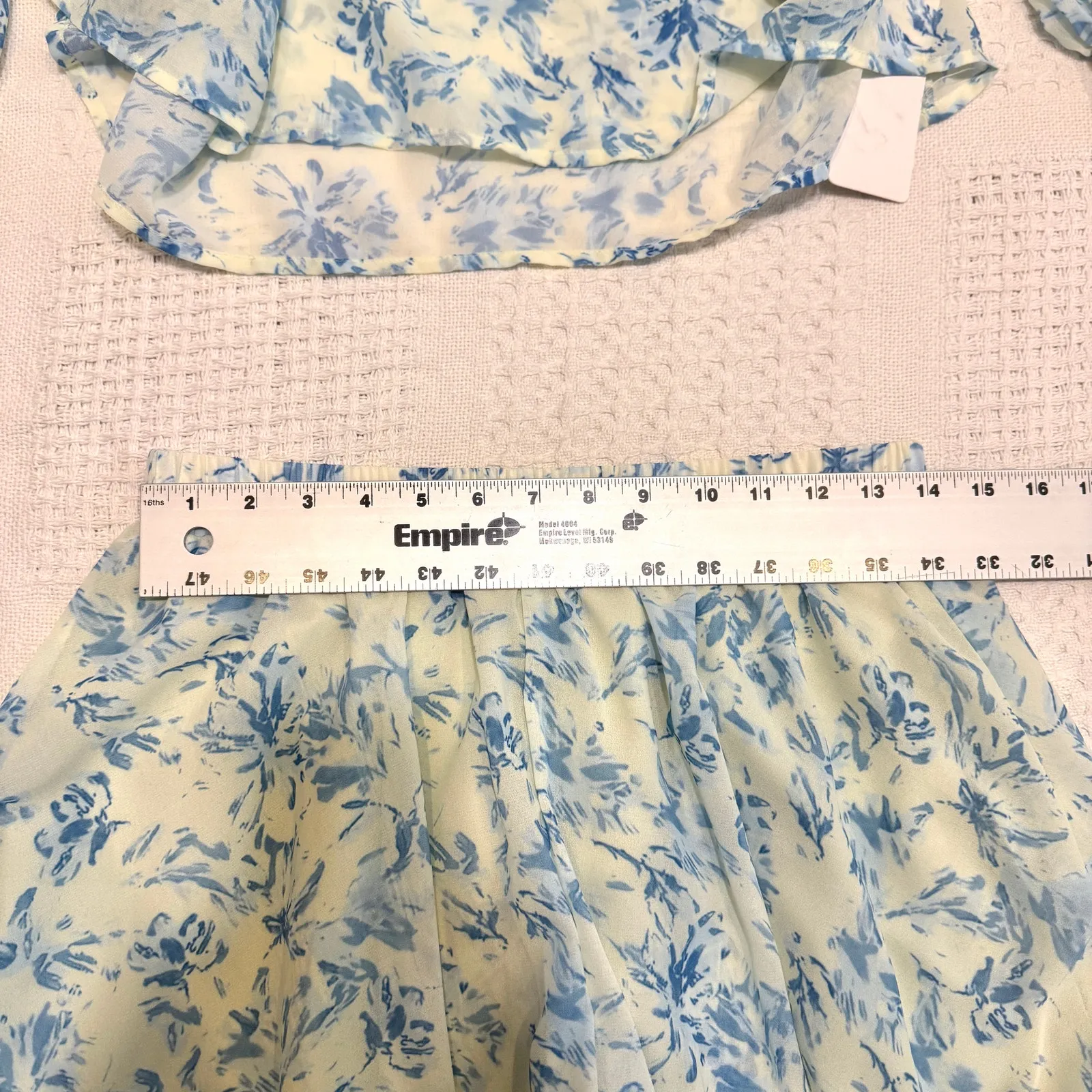 Dazy XL floral skirt and ruffle tie front blouse set outfit SK 3115 Blue - Image 5