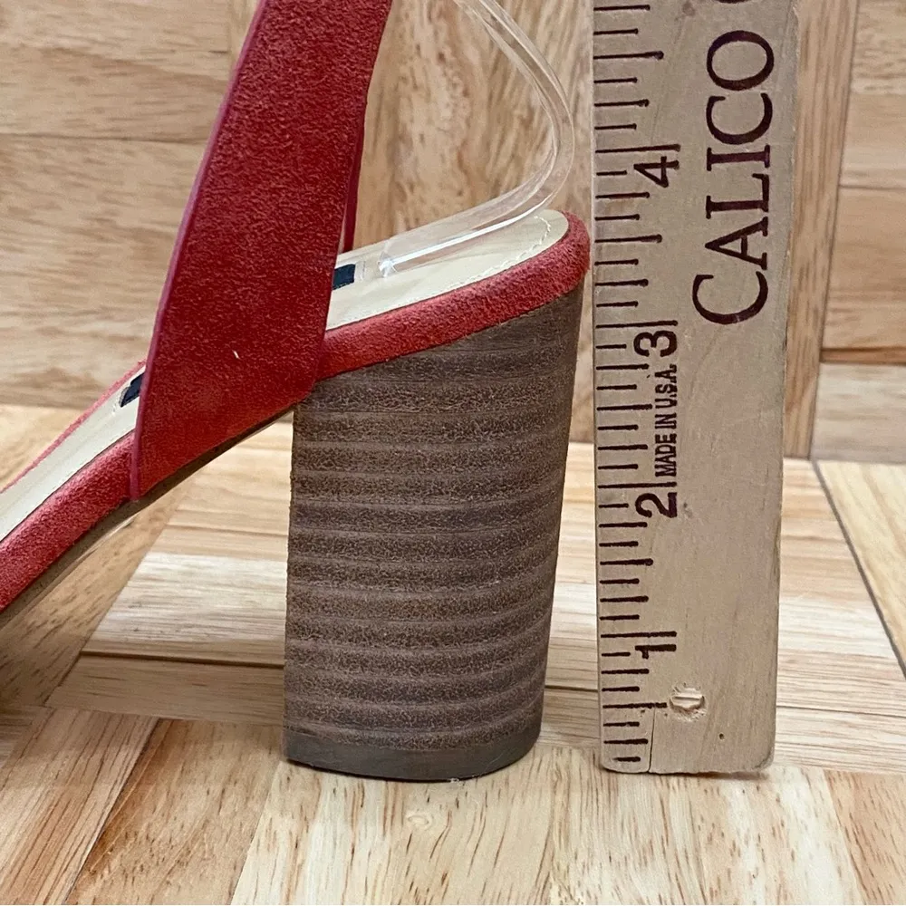 NINE WEST Yaylen Rusty Orange Suede Chunky Heels Ankle Strap Sandals Size 5 - Image 7