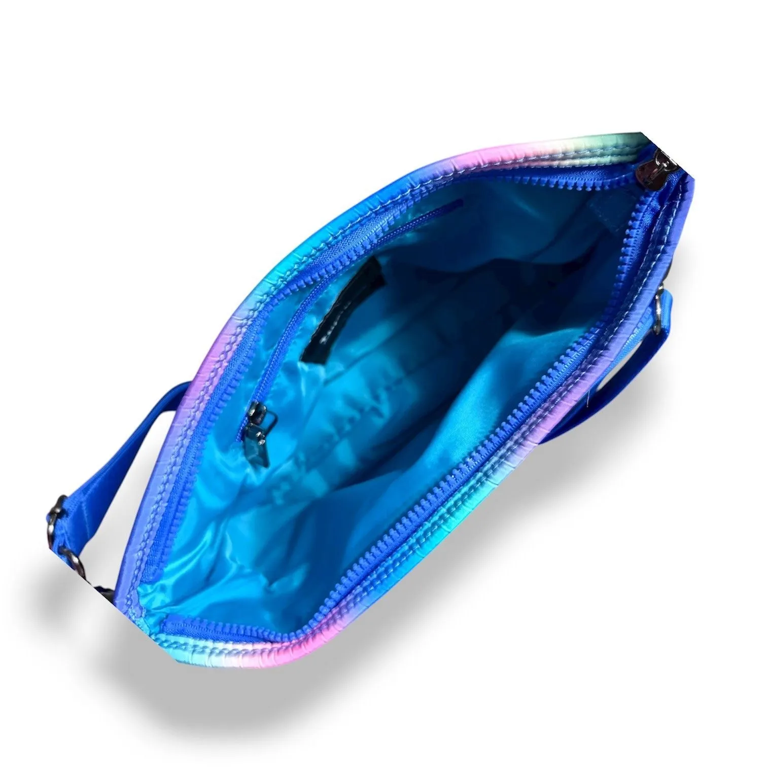 New Think Royln Bank Street XL Crossbody Bag Blue Lagoon Ombre Quilted RFID - Image 8