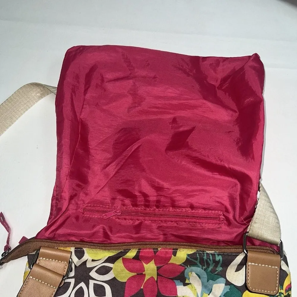 Lily Bloom Crossbody Bag Purse Hibiscus Tropical Floral Print Brown Pink Womens - Image 5