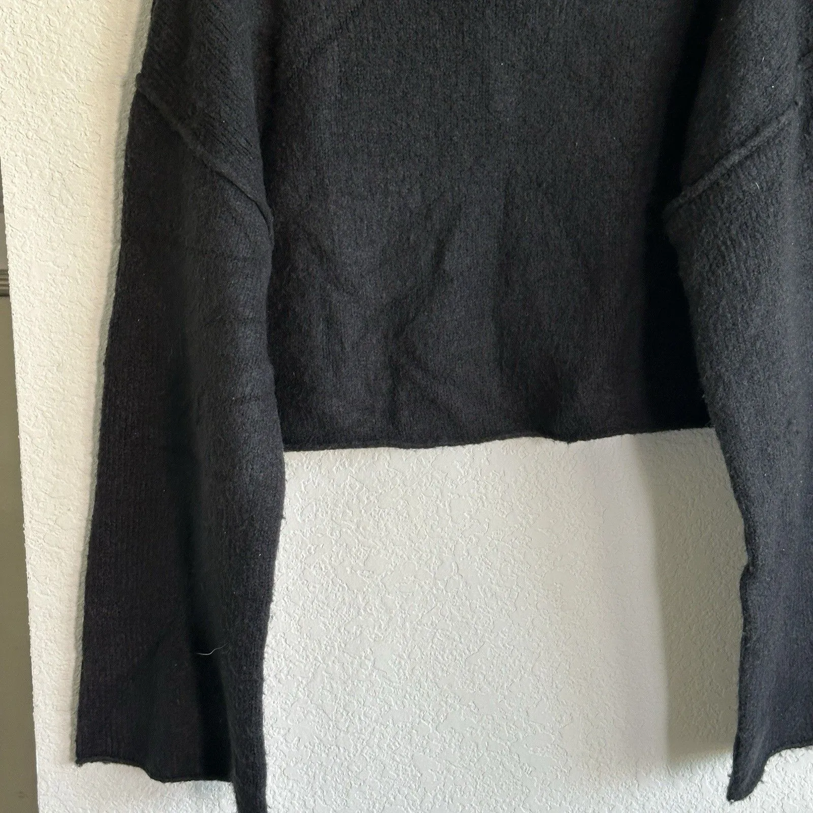 FREE PEOPLE Forest Cropped Black Oversized Pullover Mock Neck Sweater XS - Image 6