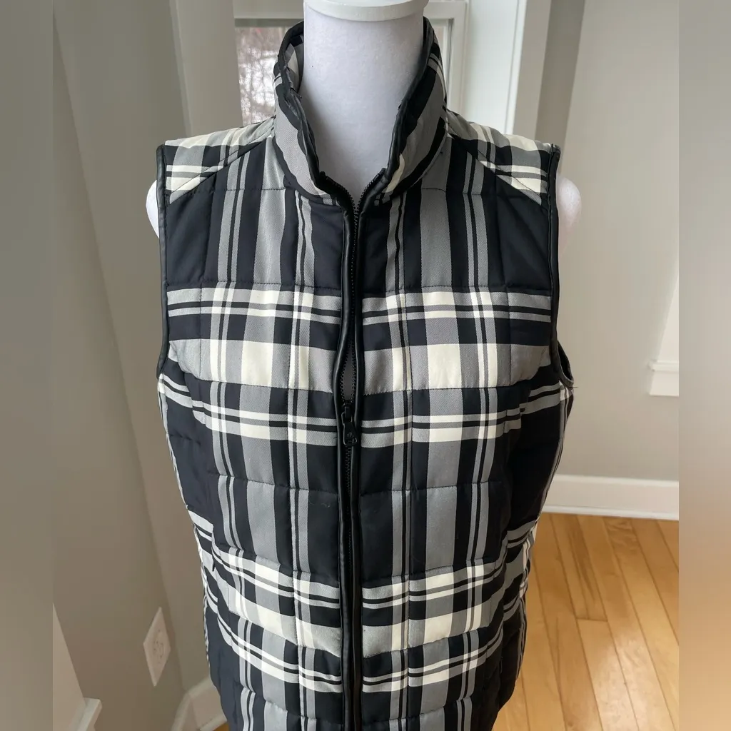 Lauren Ralph Lauren Black White Plaid Vest Size Medium - Image 6