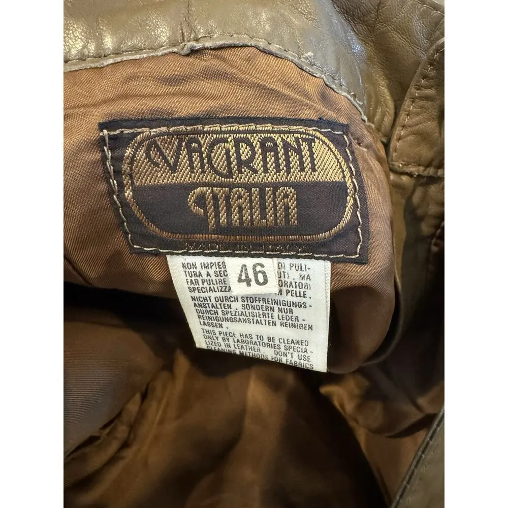 Vagrant Italia Vintage Brown Leather Women’s Pants Made in Italy Size 46 Size L - Image 6