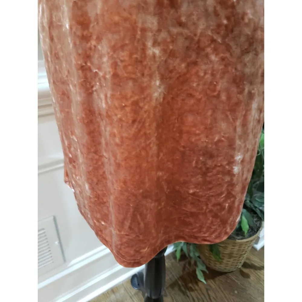 Madewell Crushed Velvet Mockneck Dress Orange Cream Size Small - Image 4