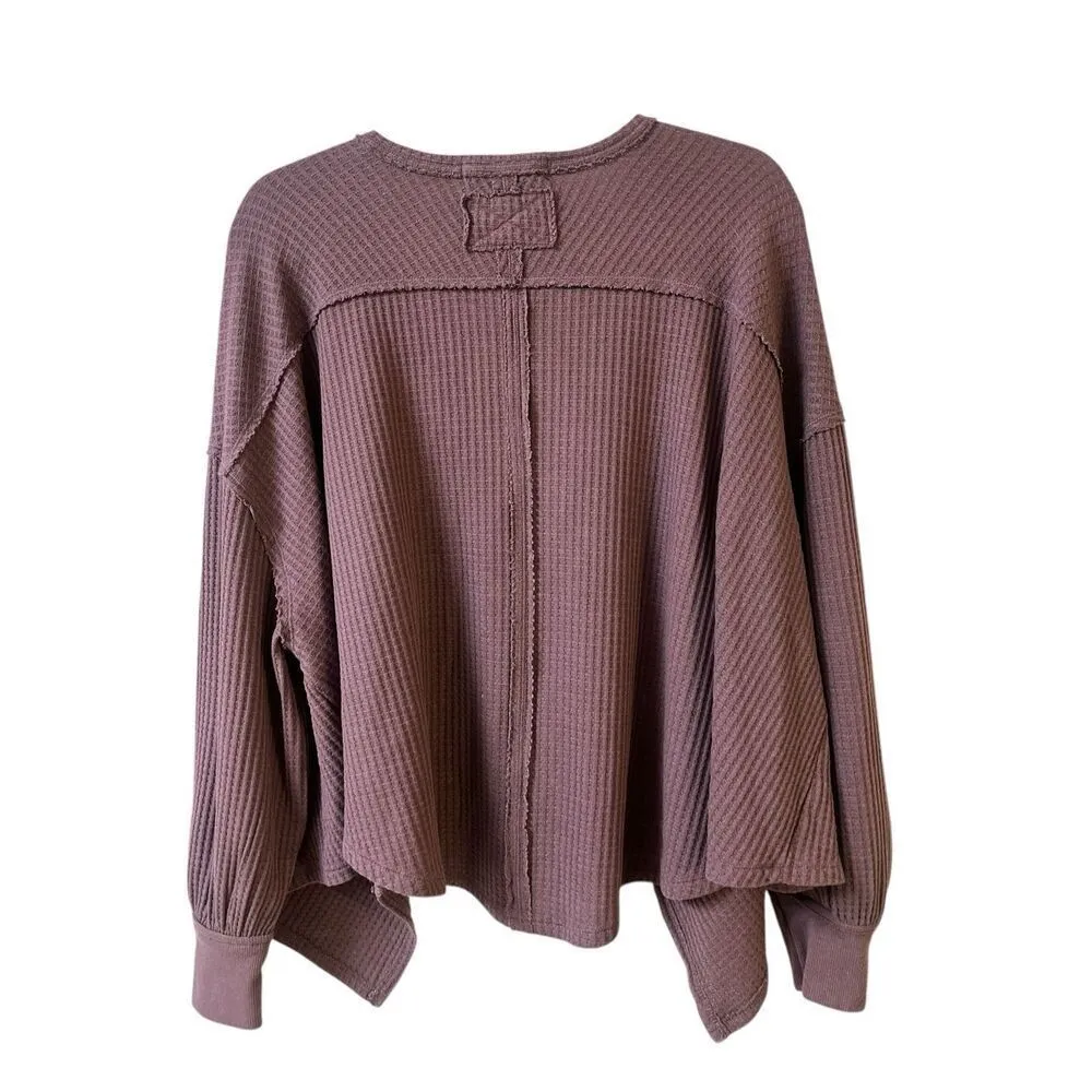 Anthropologie We the Free waffle weave top light plum color sz Small - Image 2