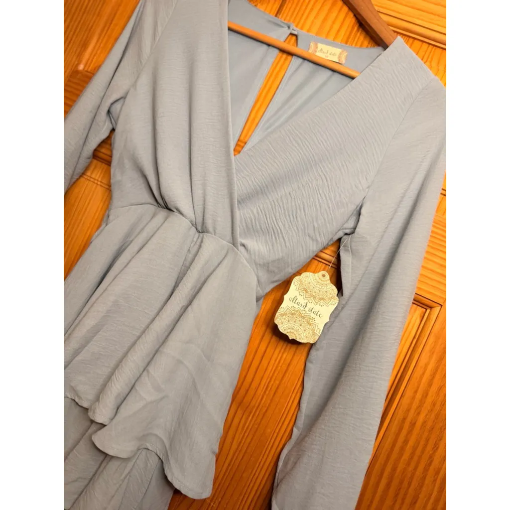 Altar’d State Blue Wrap Front Tie Back Blouse XS NWT - Image 4