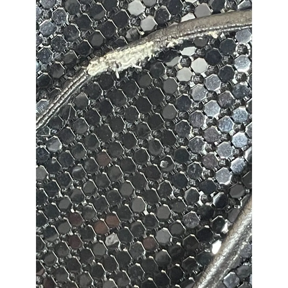 VTG Whiting and Davis Purse Bag Black Mesh Zip Closure Crossbody - Image 4