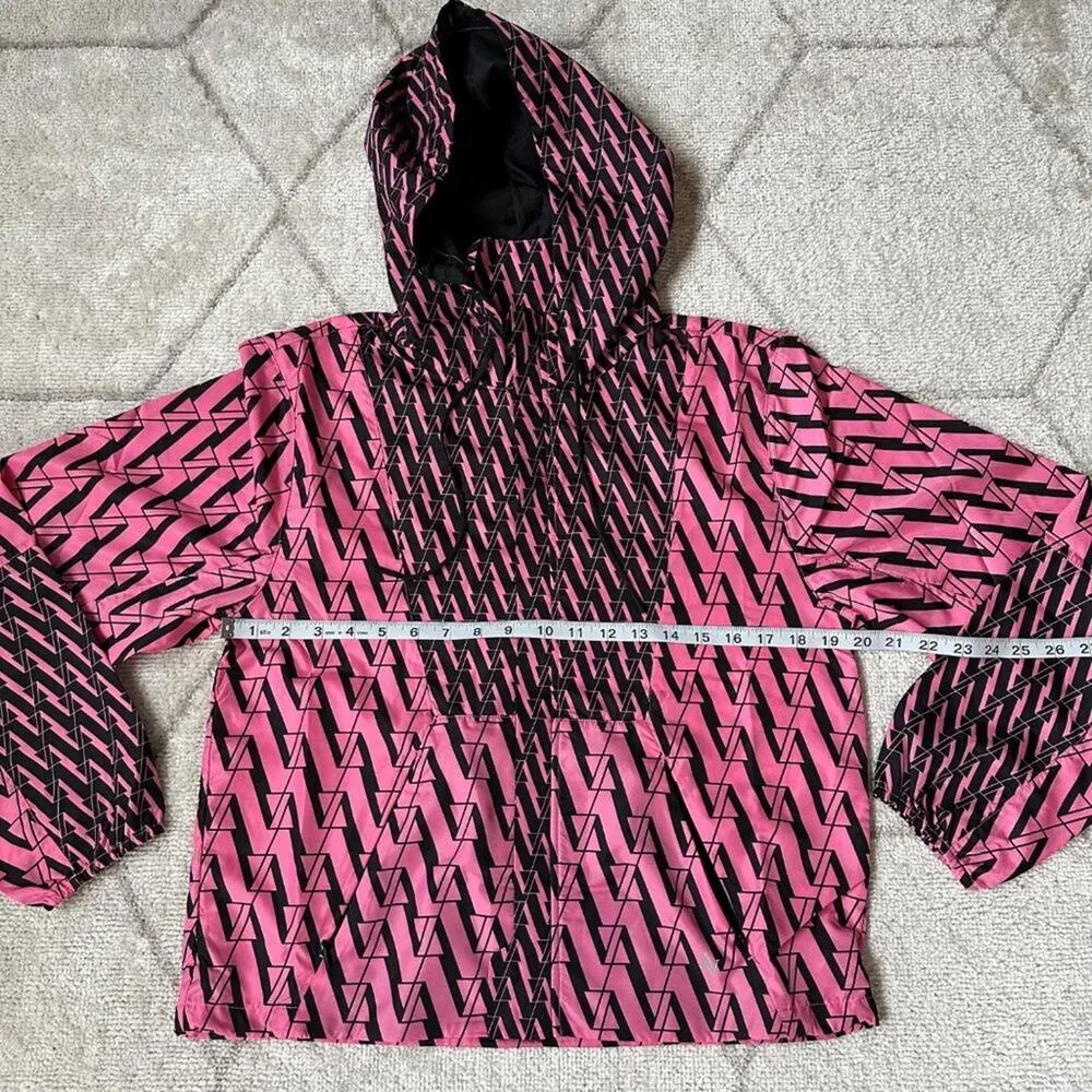 NWOT All Access by Bandier Pink/Black Woven Full Zip Hooded Jacket Sz Medium - Image 4