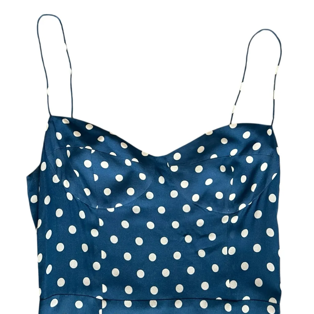 Reformation Women’s Juliette Lazuli Blue Polka Dot Slip Midi Dress Size 8 - Image 3