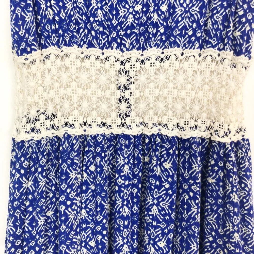 Vintage Jody California Womens Dress Small Lace Cottagecore Beach Romantic Retro Blue - Image 5