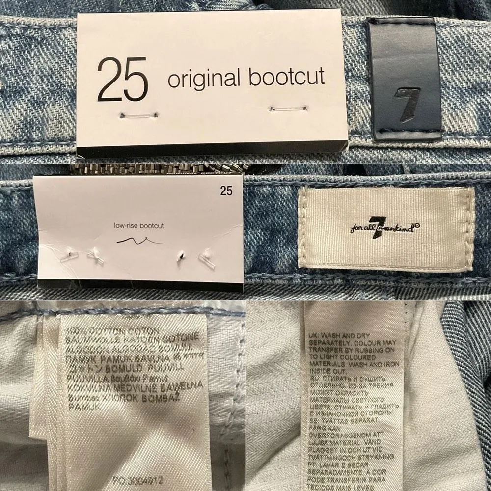 7 For All Mankind Blue Original Boot Beaded Flowers Denim Jeans 25 New - Image 6