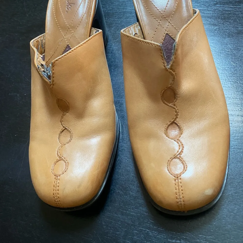 vintage leather heeled clogs - Image 3
