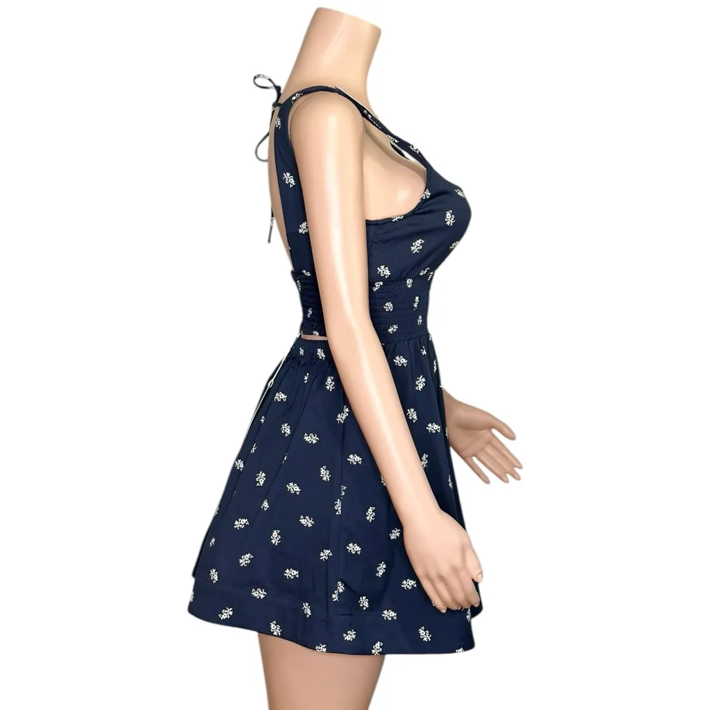 HILL HOUSE Cher Mini Dress, Navy Floral Jacquard, XS - Image 11