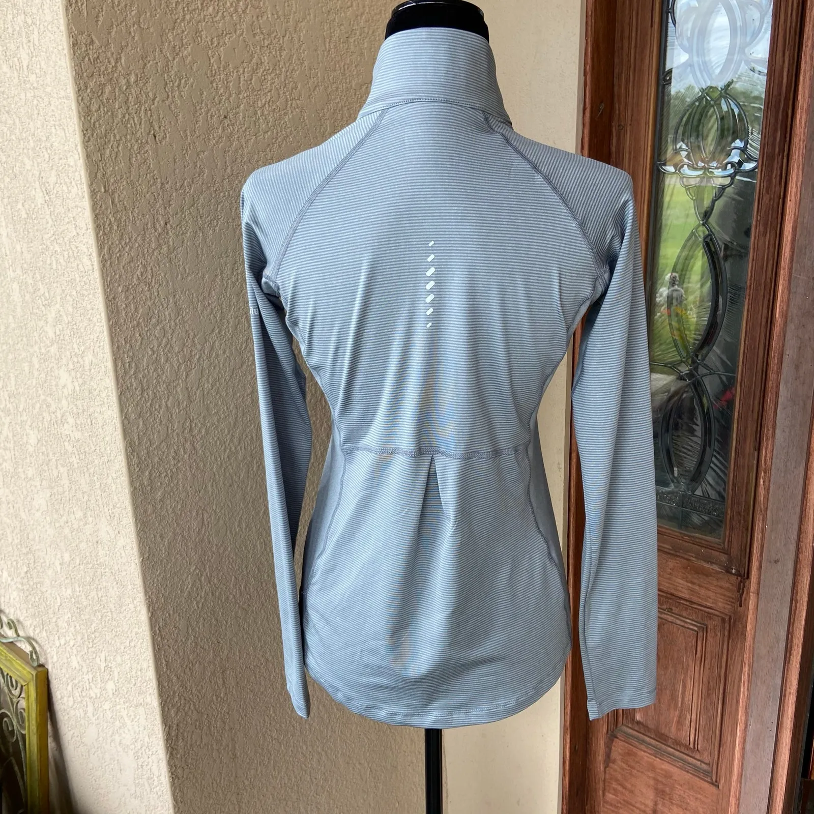 Columbia Womens Pullover S Quarter Zip Striped‎ Gray Grey Lightweight Mock Neck - Image 4