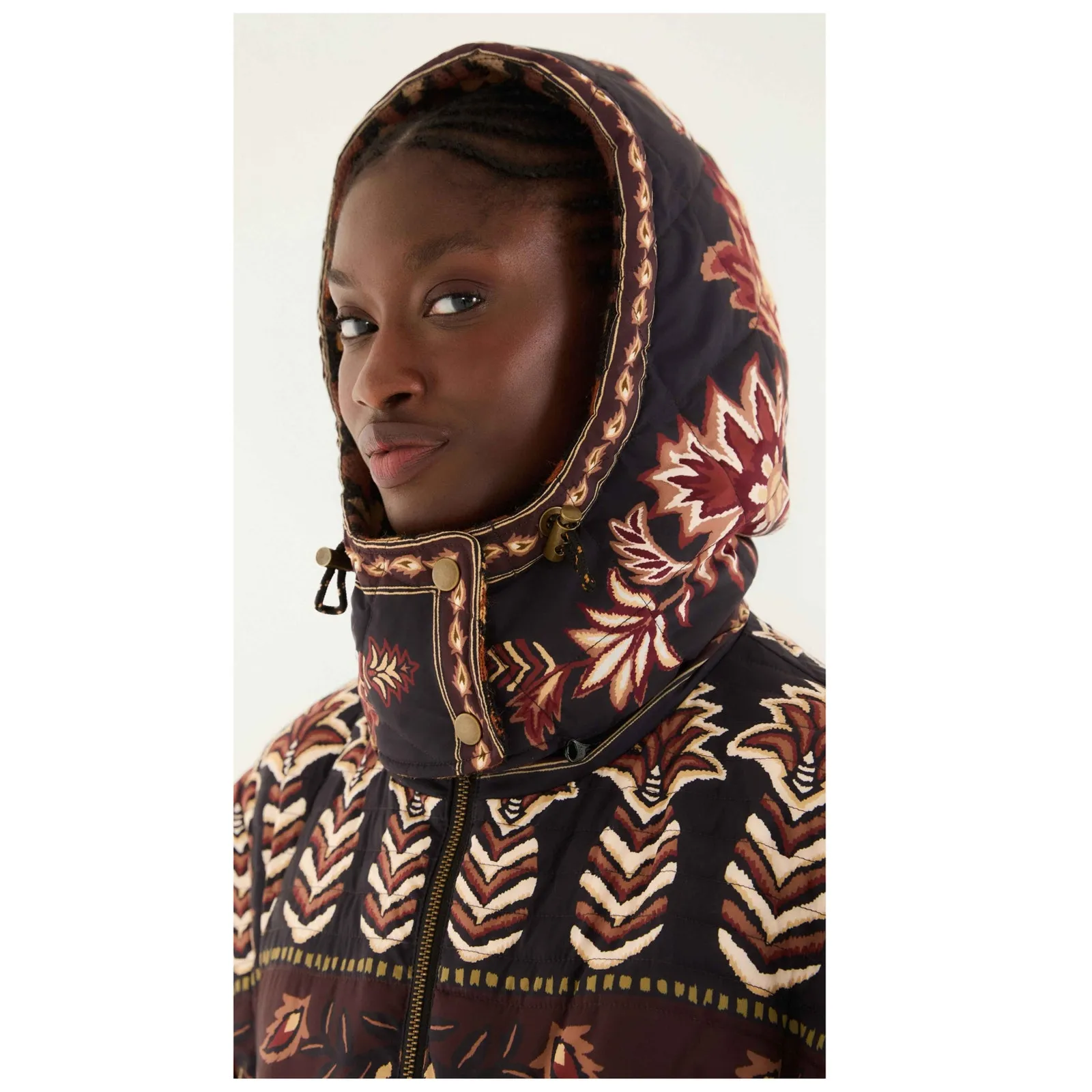 Farm Rio Brown Winter Ainika Puffer Jacket Size Medium - Image 5