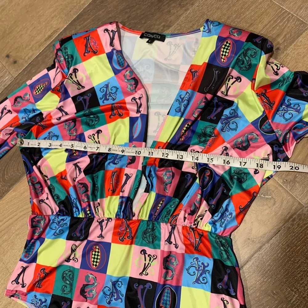 Deep plunge neck colorful bodysuit size L Size L - Image 7