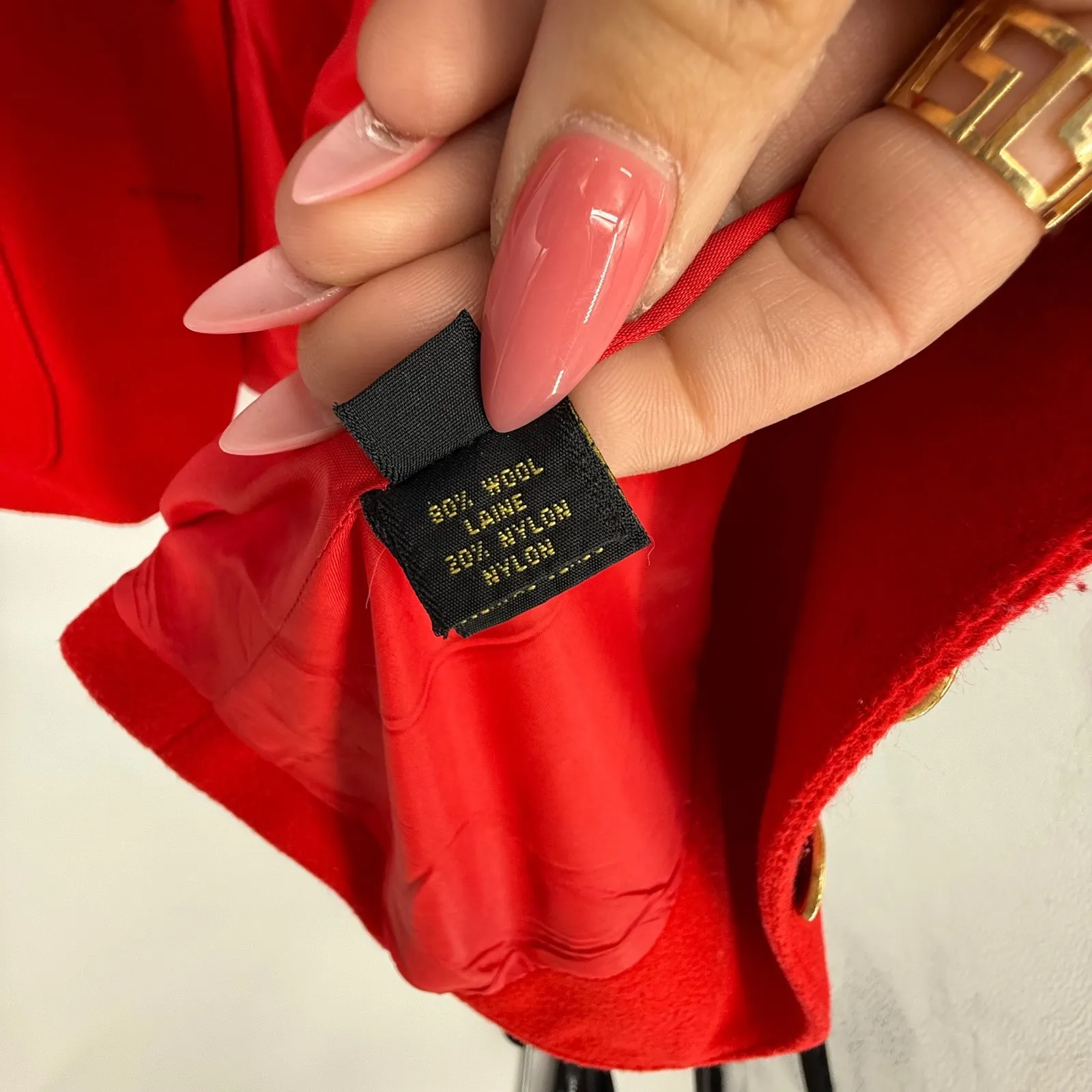 Vtg Lizsport Red Blazer Crest Gold Button Wool Blend 12 90s Holiday Festive - Image 5