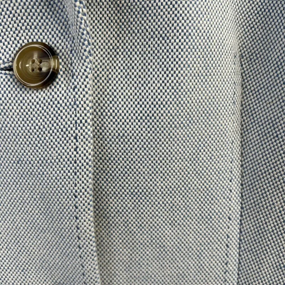 Lands End Size 12 Blazer Twill Linen Blend Women’s Spring Blue 2 Button Lined - Image 6