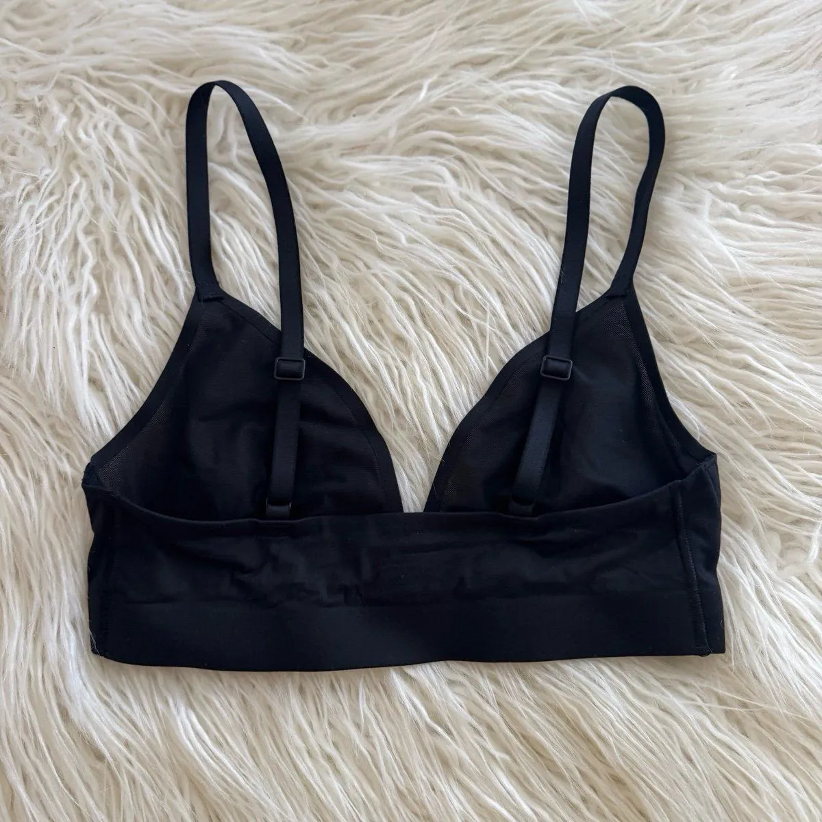 Aerie SMOOTHEZ Mesh Bralette True Black Size XS - Image 5