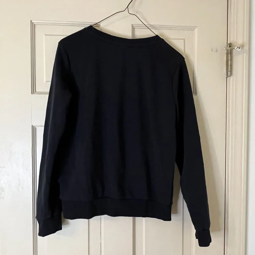 Adidas Womens Sweatshirt Size XS Crewneck Black White Adicolor Trefoil Oversized - Image 10