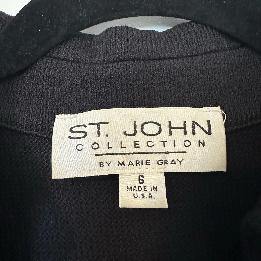 St. John Collection Lace Up Long Sleeve Knit Dress Womens 6 Black Cocktail - Image 3