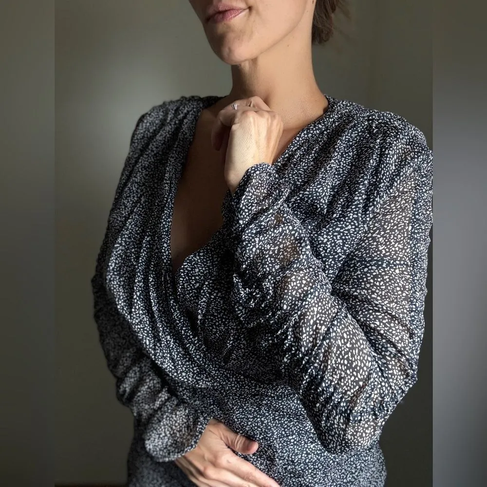 Abercrombie & Fitch Dress Navy White Pebble Long Sleeve NEW - Image 4