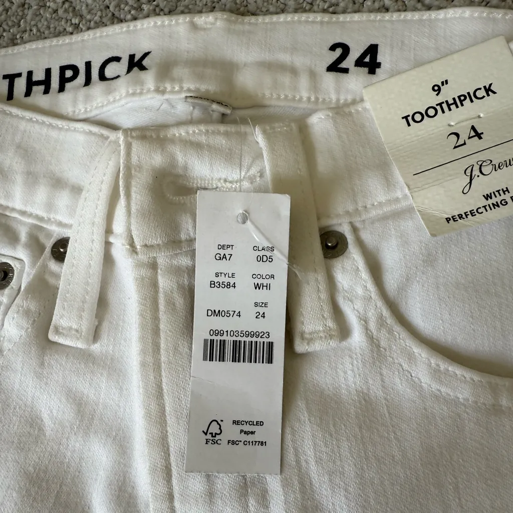 J. Crew Jeans Womens Size 24 Cropped Toothpick White Skinny Cotton Stretch Denim - Image 5