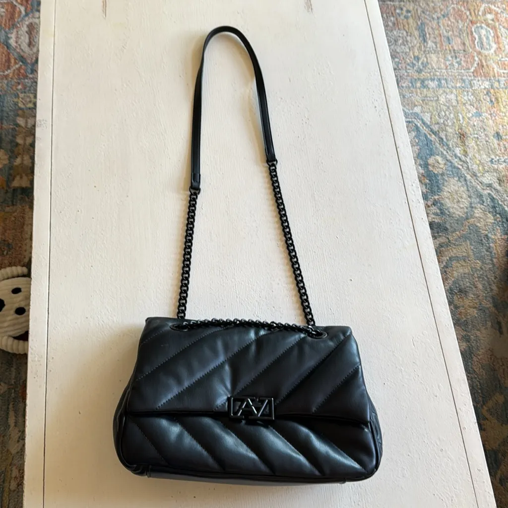 Aldo Black Quilted Shoulder Bag with Chain Strap - Image 4