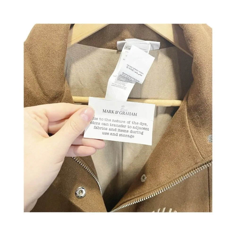 NEW Mark & Graham Charlotte Wool Cape S Tan Zip Snap Cape Coat, Fall Fashion Brown - Image 4