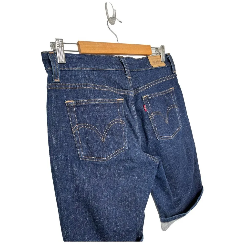 Levis 515 Classic Bermuda Womens Long Cuffed Shorts Dark Blue 8 - Image 8