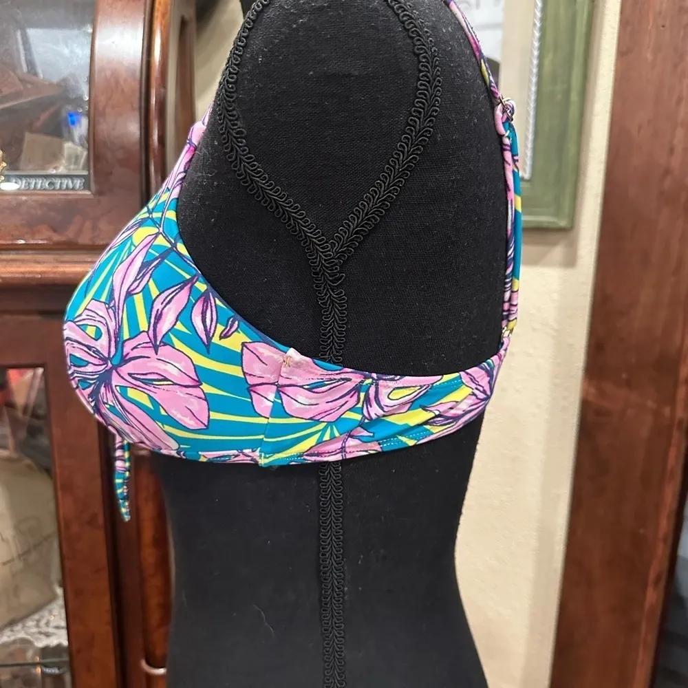O’ RAGEOUS BRALETTE TOP BIKINI. Tropical pattern rigid cups Yellow Size L - Image 3