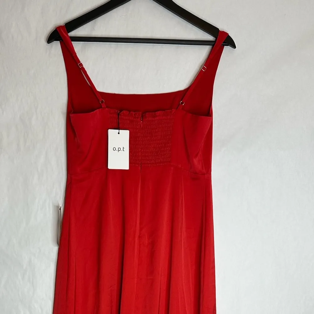 NWT O.P.T. x  Red Midi Dress Side Thigh Slit Size Medium Valentine’s Day - Image 11