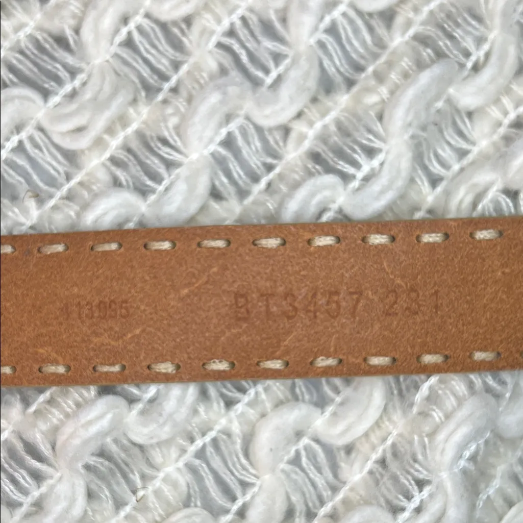Fossil Tan Leather Belt with Red Enamel Floral and Silver Accents with Stitching - Image 5