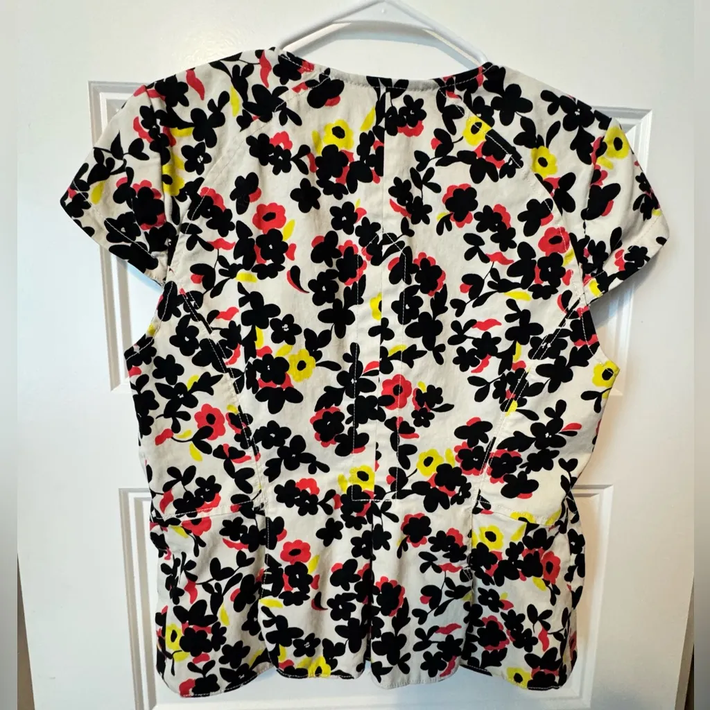 Anthropologie Elevenses Dahlia Cap Sleeve Floral Blazer Size 10 - Image 2