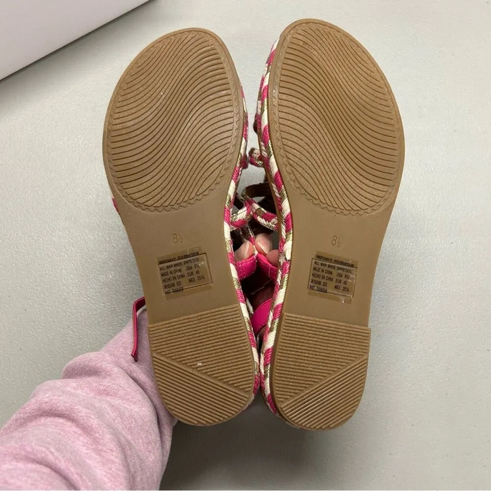 Scoop Braided Sandal Flat Strappy Pink Cream Buckle Closure Womens Size 8.5 NIB - Image 5