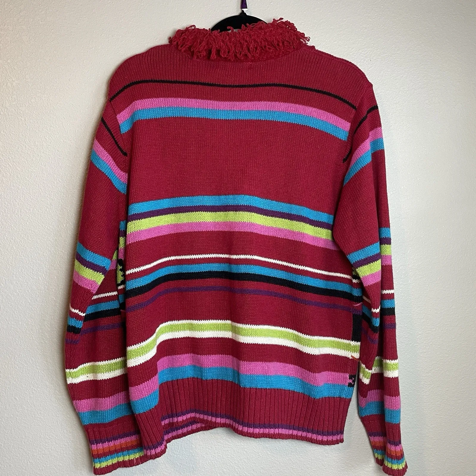 Vtg Karen Scott Ugly Christmas Sweater Women Large Red Full Zip Cardigan Snowman - Image 6